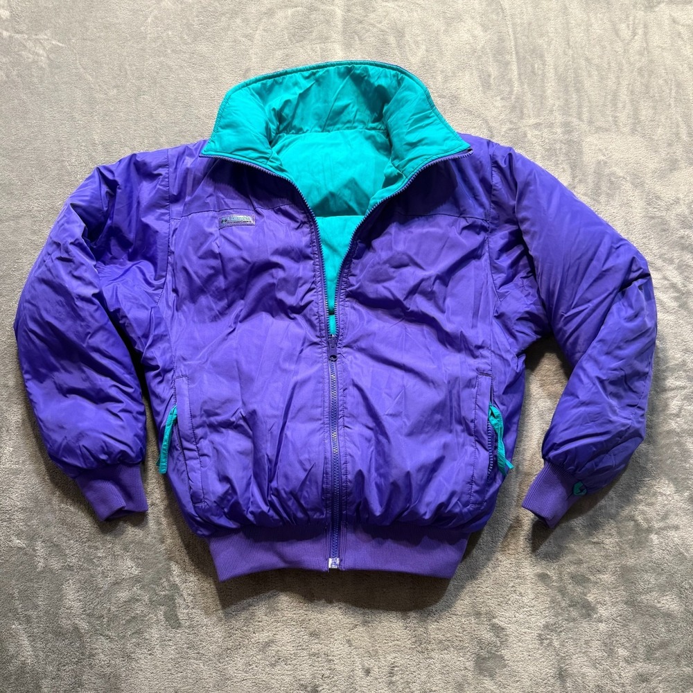 Columbia Mens Small Vintage Reversible Insulated Down Puffer Bomber‎ Jacket